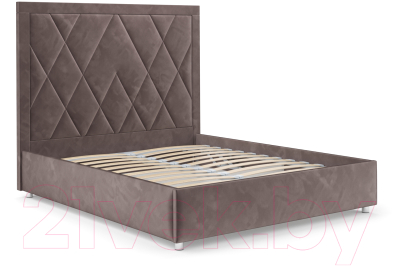 Двуспальная кровать Mebel-Ars Треви 160 (бархат серо-шоколадный Star Velvet 60 Coffee)