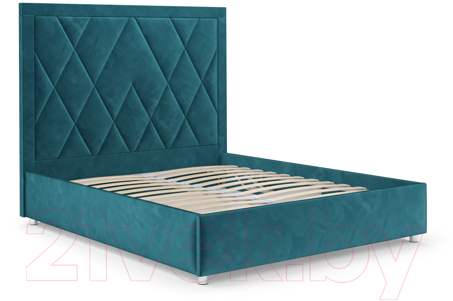 Полуторная кровать Mebel-Ars Треви 140 (бархат сине-зеленый Star Velvet 43 Black Green) — фото 3