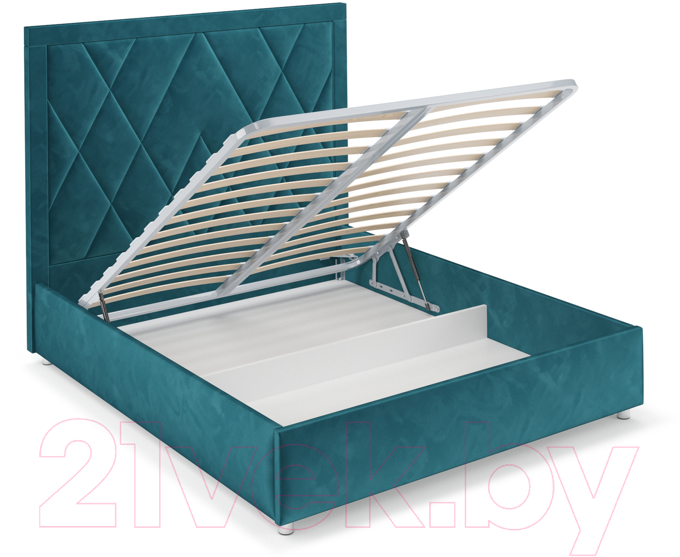 Полуторная кровать Mebel-Ars Треви 140 (бархат сине-зеленый Star Velvet 43 Black Green) — фото 4