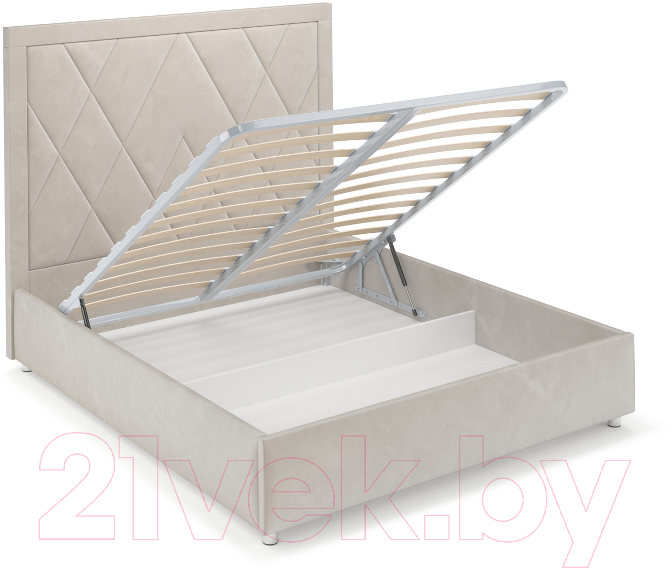 Полуторная кровать Mebel-Ars Треви 140 (бархат бежевый Star Velvet 6 Light Beige) — фото 4