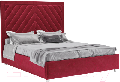 Двуспальная кровать Mebel-Ars Мишель 160 (бархат красный Star Velvet 3 Dark Red)