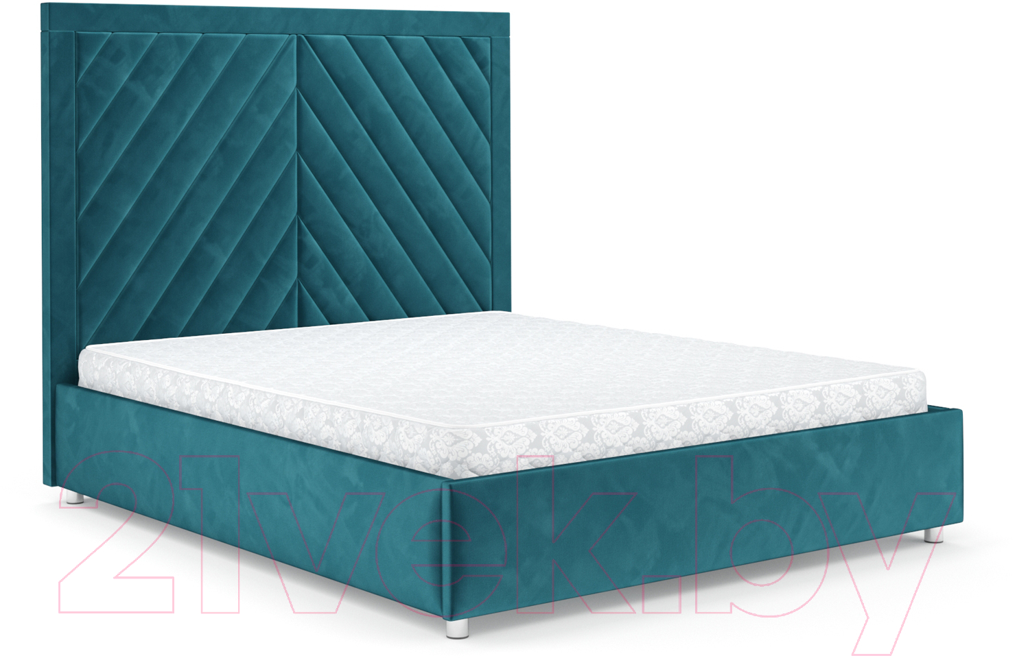 Полуторная кровать Mebel-Ars Мишель 140 (бархат сине-зеленый Star Velvet 43 Black Green) — фото 2