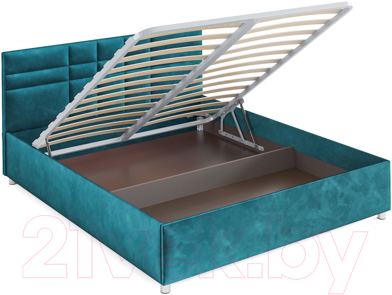 Полуторная кровать Mebel-Ars Нью-Йорк 140 (бархат сине-зеленый Star Velvet 43 Black Green) — фото 4