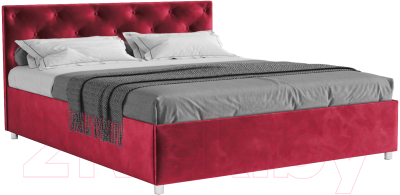 Полуторная кровать Mebel-Ars Классик 140 (бархат красный Star Velvet 3 Dark Red)
