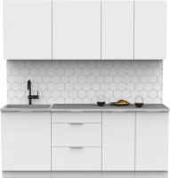 Кухонный гарнитур Интермебель Микс Топ-5 2.0м (белый премиум/мрамор лацио белый) - 