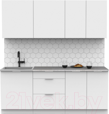 Кухонный гарнитур Интермебель Микс Топ-5 2.0м (белый премиум/лунный камень)
