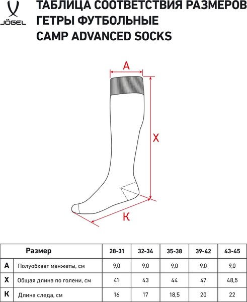 Гетры футбольные Jogel Camp Advanced Socks / JC1GA0322.Z1 (р-р 28-31, голубой/белый)