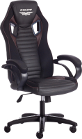 Кресло геймерское Tetchair Pilot кожзам/ткань (черный/черный перфорированный/коричневый) - 