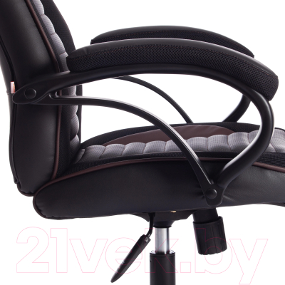 Кресло геймерское Tetchair Pilot кожзам/ткань (черный/черный перфорированный/коричневый)