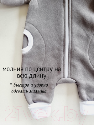 Комбинезон для малышей Sofi Гном с капюшоном / 3010-4 (р.56-62, серый)