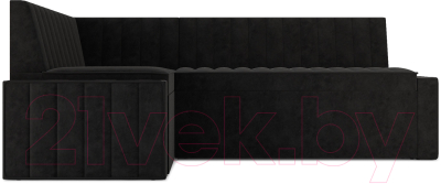 Уголок кухонный мягкий Mebel-Ars Вермут левый 193x82x113 (велюр черный НВ-178 17)
