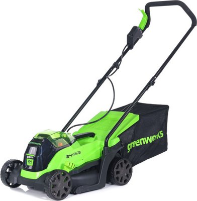 Газонокосилка аккумуляторная Greenworks GD24LM33 бесщеточная 24V 33см / 2516107UB (с АКБ 4Ач и ЗУ) - 
