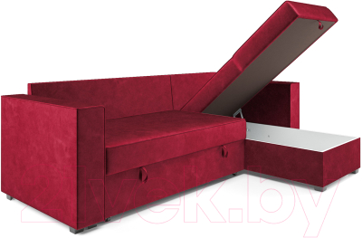 Диван угловой Mebel-Ars Рим (бархат красный Star Velvet 3 Dark Red)