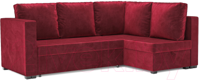 Диван угловой Mebel-Ars Мансберг (бархат красный Star Velvet 3 Dark Red)
