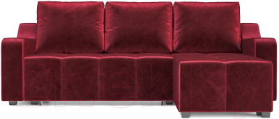 Диван угловой Mebel-Ars Берн (бархат красный Star Velvet 3 Dark Red)