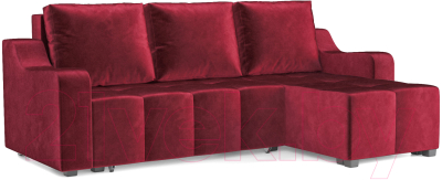 Диван угловой Mebel-Ars Берн (бархат красный Star Velvet 3 Dark Red)