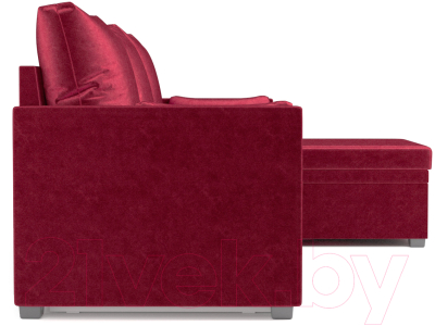 Диван угловой Mebel-Ars Париж (бархат красный Star Velvet 3 Dark Red)