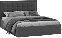 Двуспальная кровать ТриЯ Ника тип 1 с ПМ и заглушиной 160x200 (велюр графит) - 
