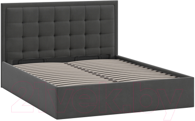 Двуспальная кровать ТриЯ Ника тип 1 с ПМ и заглушиной 160x200 (велюр графит)