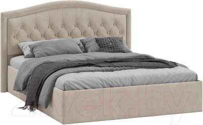 Двуспальная кровать ТриЯ Адель тип 1 с ПМ и заглушиной 160x200 (велюр мокко светлый)