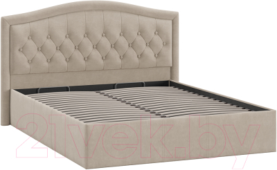 Двуспальная кровать ТриЯ Адель тип 1 с ПМ и заглушиной 160x200 (велюр мокко светлый)