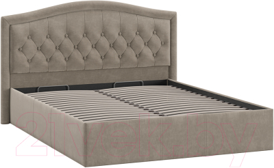 Двуспальная кровать ТриЯ Адель тип 1 с ПМ и заглушиной 160x200 (велюр мокко темный)