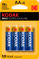 Комплект батареек Kodak Max Super Alkaline AA LR6 4BL (4шт) - 