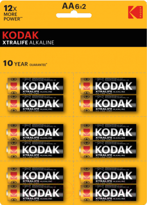 Комплект батареек Kodak Xtralife Alkaline AA LR6 12BL Perforated (12шт)