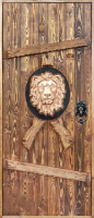 Деревянная дверь для бани Dlyabani Король лев Black 70x160 / 408167 (массив липа, коробка хвоя) - 