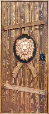 Деревянная дверь для бани Dlyabani Король лев Black 70x160 / 408167 (массив липа, коробка хвоя)