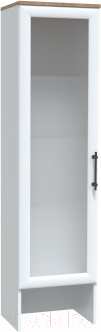 Шкаф-пенал Rinner Мармарис М04 с надстройкой (белый текстурный/белый глянец)