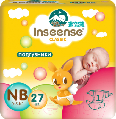 Подгузники детские Inseense Classic NB 0-5 кг / InsCNB27Yel (27шт)