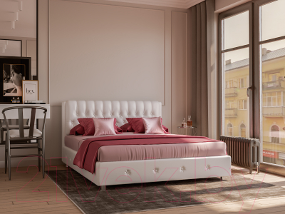 Двуспальная кровать Mebel-Ars Граф 160 (экокожа белая)