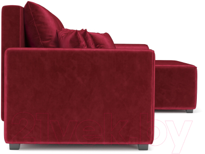 Диван угловой Mebel-Ars Каскад правый (бархат красный Star Velvet 3 Dark Red)