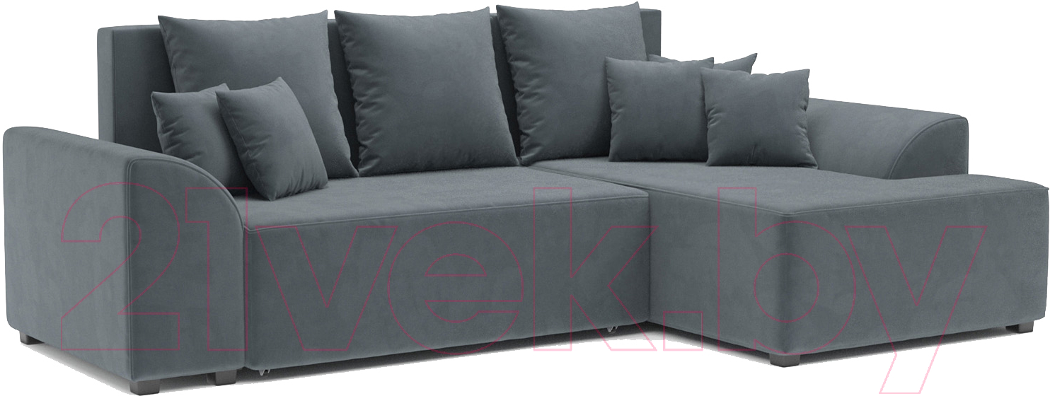 Диван угловой Mebel-Ars Каскад правый (велюр серо-синий HB-178 26)