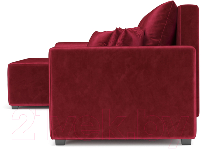 Диван угловой Mebel-Ars Каскад левый (бархат красный Star Velvet 3 Dark Red)