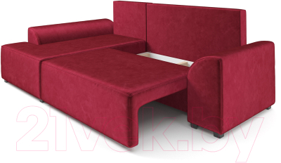 Диван угловой Mebel-Ars Каскад левый (бархат красный Star Velvet 3 Dark Red)