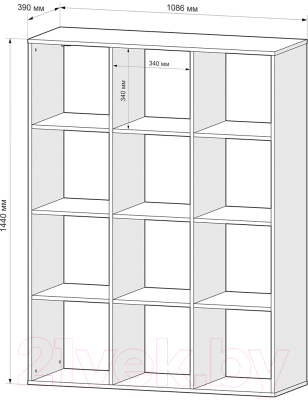 Стеллаж Mebel-Ars Калакс 3x4 (дуб сонома)