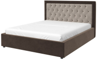 Двуспальная кровать Bravo Мебель Мартина с металлокаркасом 160x200 (латте/капучино/с пуговицами) - 