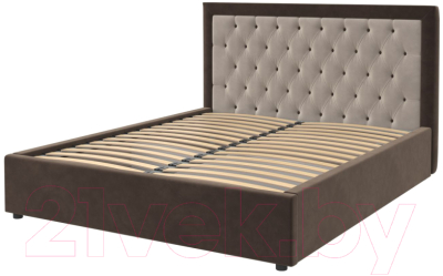 Двуспальная кровать Bravo Мебель Мартина с металлокаркасом 160x200 (латте/капучино/с пуговицами)