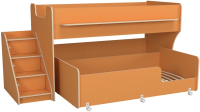 Двухъярусная кровать детская Капризун 12 Р444-2 с лестницей и ящиками (оранжевый) - 