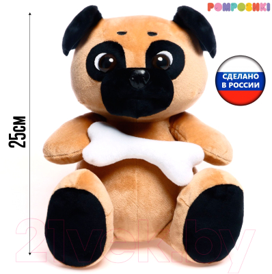 Мягкая игрушка Pomposhki Собака Мопс 25см / 9322298