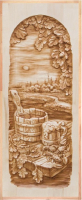 Деревянная дверь для бани Dlyabani Пиво, раки 80x160 / 400768 (массив липа, коробка хвоя) - 