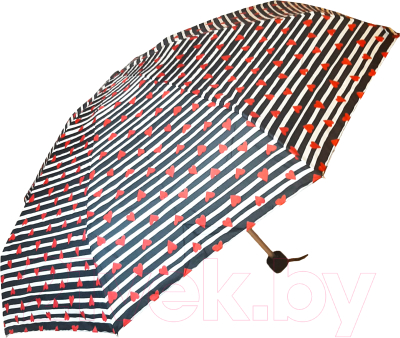Зонт складной RST Umbrella Сердечки ВУ-807 (черный)