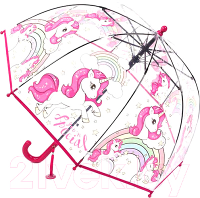 Зонт-трость RST Umbrella Единорог 058A (бордовый)