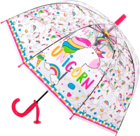 Зонт-трость RST Umbrella Единорог 060A  (прозрачный/розовый) - 