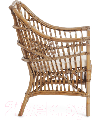 Кресло садовое Tetchair Secret De Maison Bason c подушкой (натуральный/серый/подушка ткань цветы)