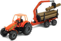 Трактор игрушечный Welly Трактор с бревнами на прицепе / 99823W (оранжевый) - 
