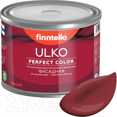 Краска Finntella Ulko Viininpu / F-05-1-3-FL130 (2.7л, финский бордовый)