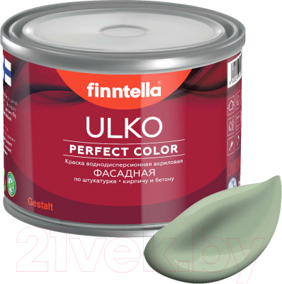 Краска Finntella Ulko Pastellivihrea / F-05-1-3-FL042 (2.7л, светло-зеленый хаки)